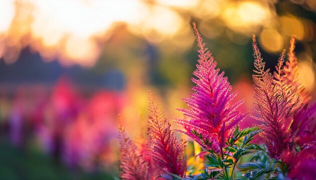 Blurred Colorful bright flowers astilba