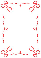 Ribbons & Bows Red Frame Vector, Valentine's Day card border romantic transparent background hand drawn baby shower gender reveal wavy ribbon valentines christmas birthday engagement party invitation