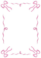 Ribbons & Bows Pink Frame Vector, Valentine's Day card border transparent romantic background drawn baby shower gender reveal wavy ribbon valentines girly a4 birthday engagement party invitation menu