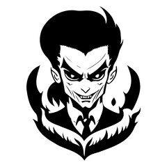 Monochrome Villainous Character Design Illustration