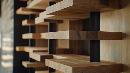 Carpenter measuring wood for custom shelving project. Featuring precision and craftsmanship