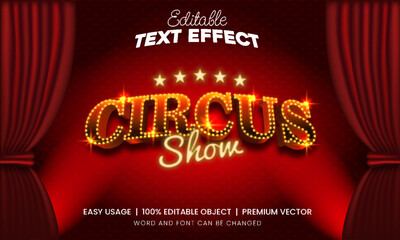 Circus show editable text effect premium vector