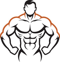 Bodybuilding Silhouette line art vector illustration on white background