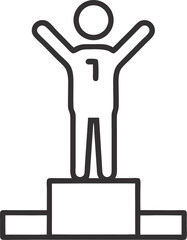 Person Winner On Podium Outline Icon on transparent background