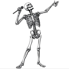 Creative Skeleton Poses Illustration Set &ndash; A unique and humorous collection of skeletons in dynamic, dramatic, and entertaining postures. Perfect for Halloween designs, T-shirt prints, edgy branding, 