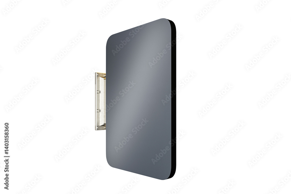 Leinwandbilder Rectangular wall-mounted mirror with metallic bracket and rounded corners, isolated on white background. Clean design element for template or layout. 3D Rendering.