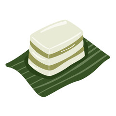 Thai Layer Jelly Cake ( Kanom Chan) , steamed cakes, Asian desserts made from Pandan leaves And flour from rice flour, cassava, coconut milk, sugar