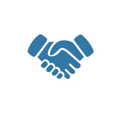 Obraz premium Blue Handshake Icon Representing Partnership on White Background