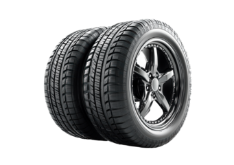 New car tires isolated on transparent background