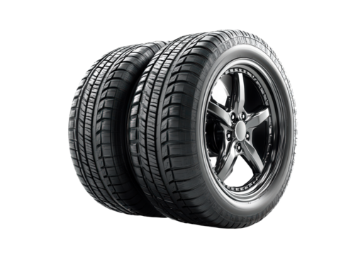 New car tires isolated on transparent background