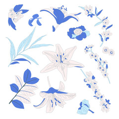 Naklejka premium blue floral background