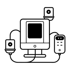 2D vector of a docking station with connected devices