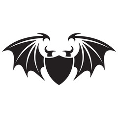Vector Black silhouettes Dragon Crest Wings. with white background