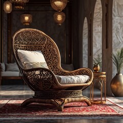 Wicker Chair in a Luxurious Interior