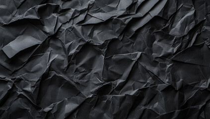 "Dark Crumpled Paper Texture Background &ndash; Grunge Abstract Wrinkled Surface"