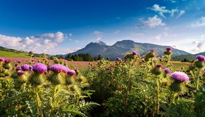 Field with Silybum marianum
