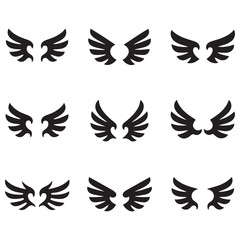 Obraz premium Vector Black silhouettes Dragon Crest Wings. with white background