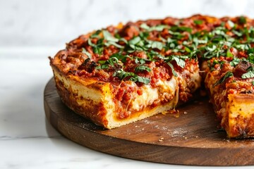Stuffed deep dish pizza