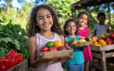Children's Harvest: A Bountiful Day of Fresh Fruits and Vegetables