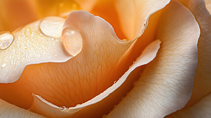 Macro shot of raindrop on rose petal