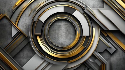Fototapeta premium Refined white and gold geometric patterns forming a stylish, repeating Art Deco design