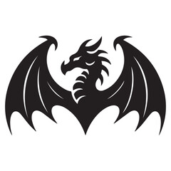 Vector Black silhouettes Dragon Crest Wings. with white background