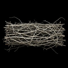 Bundle of Dry Twigs on Black Background