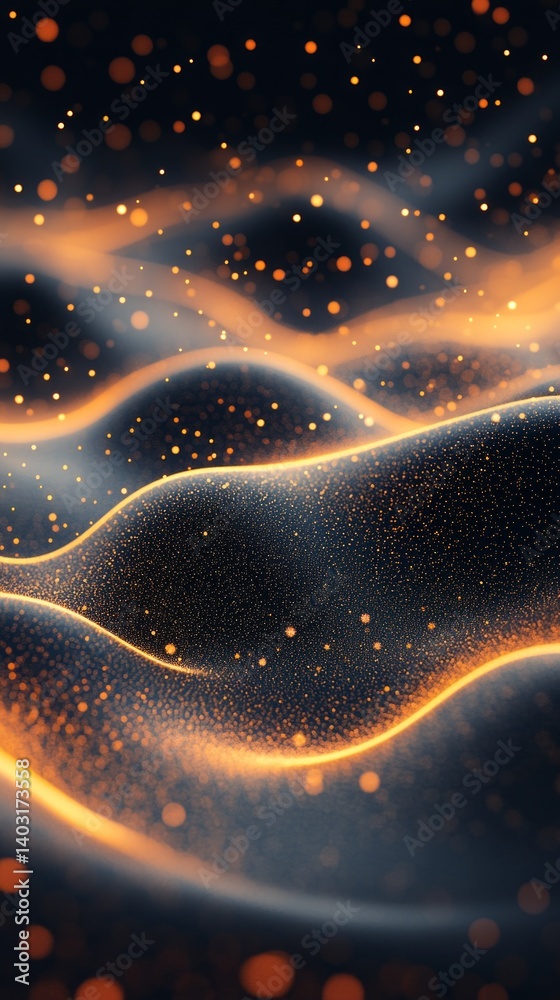 Wall mural abstract golden background with shimmers of light and particles. use as background for design, ads, 