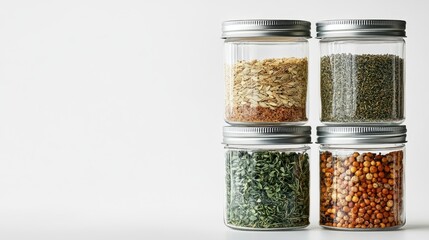 Storage containers stacked with fresh ingredients in an artistic and functional manner, supporting food organization and meal planning