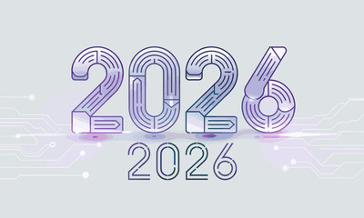 Fototapeta premium 2026, new year evening, new year poster, new year banner, holiday, new, year, sign, celebration, neon, new year, night, eve, light, happy, card, party, decoration, winter, city, sky, christmas, firewo