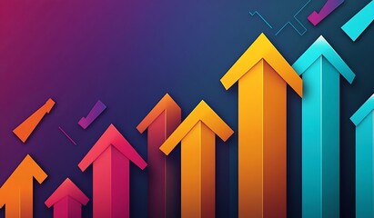 Vibrant and bold upward arrows representing growth and success in business and finance : Generative AI