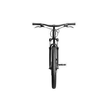 Front View of a Sleek Black Mountain Bike