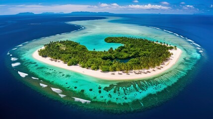 Obraz premium Aerial View of a Tropical Island Paradise with Pristine Beaches and Turquoise Waters