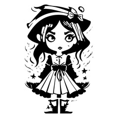 Charming Little Witch Silhouette Illustration