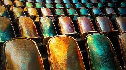 Fototapeta premium Rows of empty stadium seating event venue seats concert hall chairs auditorium theater seats design