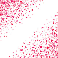 Vector pink & red Valentines Day heartshapes background element in flat style