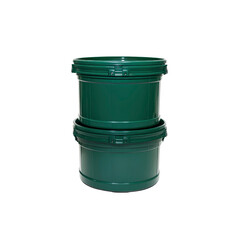Stacked Dark Green Plastic Containers for Storage or Gardening