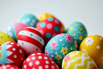 Fototapeta premium Vibrant Easter Eggs in a Colorful Cluster