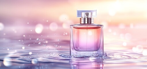 A nanotechnology-infused skincare mist, presented in a weightless holographic vortex, lit by soft ambient LED light trails in a futuristic scene