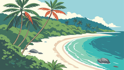 Obraz premium tropical beach with palm trees