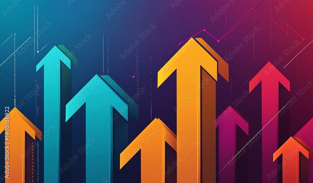 Fototapete dynamic colorful arrows pointing upwards signifying growth and positive trends in various industries