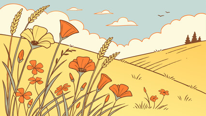 Naklejka premium field of poppies