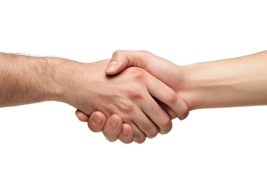 A close up shot of two hands clasped together in a handshake against image view