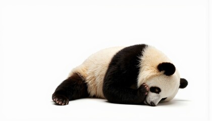 Obraz premium Panda resting peacefully against a white background 