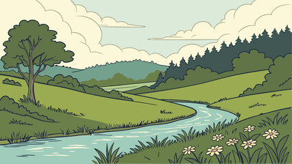 landscape with mountains