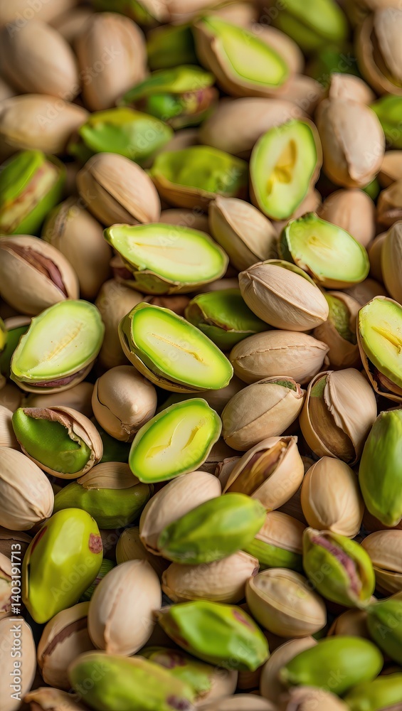 Poster A close-up view of raw almonds in their shells.