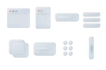 Sleek 3d ui icon set: minimalist glass-inspired interface elements for modern apps