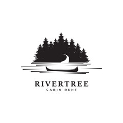 Logo design inspiration for villa, house, cabin rental with pine forest