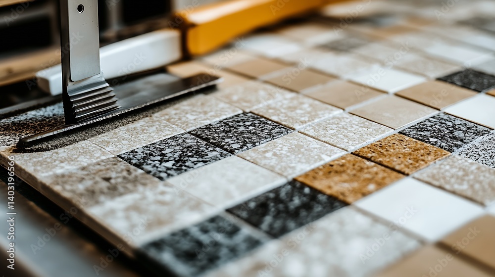 Poster high-quality ceramic tiles in elegant colors showcasing modern design elements for home interiors : 