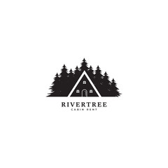 Logo design inspiration for villa, house, cabin rental with pine forest